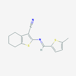 molecular formula C15H14N2S2 B392893 2-{[(5-Methyl-2-thienyl)methylene]amino}-4,5,6,7-tetrahydro-1-benzothiophene-3-carbonitrile 