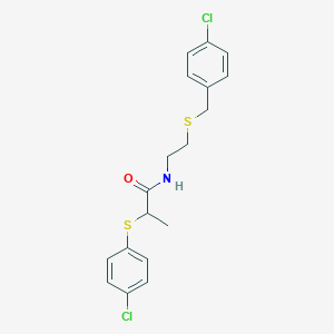 molecular formula C18H19Cl2NOS2 B3928974 N-{2-[(4-chlorobenzyl)thio]ethyl}-2-[(4-chlorophenyl)thio]propanamide 