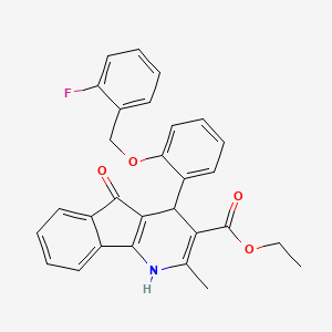 ETHYL 4-{2-[(2-FLUOROPHENYL)METHOXY]PHENYL}-2-METHYL-5-OXO-1H,4H,5H-INDENO[1,2-B]PYRIDINE-3-CARBOXYLATE