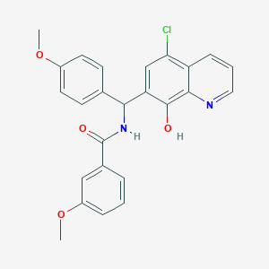 molecular formula C25H21ClN2O4 B3929008 N-[(5-chloro-8-hydroxyquinolin-7-yl)-(4-methoxyphenyl)methyl]-3-methoxybenzamide 