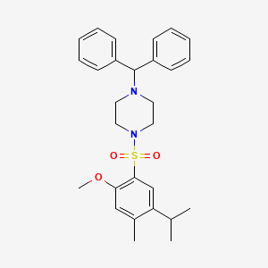 molecular formula C28H34N2O3S B3929014 1-(Diphenylmethyl)-4-[2-methoxy-4-methyl-5-(propan-2-yl)benzenesulfonyl]piperazine 