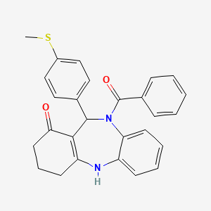 molecular formula C27H24N2O2S B3929029 10-benzoyl-11-[4-(methylthio)phenyl]-2,3,4,5,10,11-hexahydro-1H-dibenzo[b,e][1,4]diazepin-1-one 