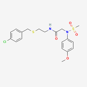 molecular formula C19H23ClN2O4S2 B3929054 N~1~-{2-[(4-chlorobenzyl)thio]ethyl}-N~2~-(4-methoxyphenyl)-N~2~-(methylsulfonyl)glycinamide 