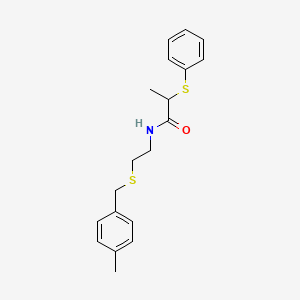 molecular formula C19H23NOS2 B3929226 N-{2-[(4-methylbenzyl)thio]ethyl}-2-(phenylthio)propanamide 