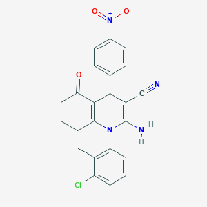 molecular formula C23H19ClN4O3 B392923 2-Amino-1-(3-chloro-2-methylphenyl)-4-(4-nitrophenyl)-5-oxo-1,4,5,6,7,8-hexahydro-3-quinolinecarbonitrile 