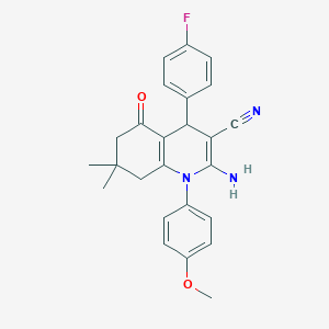 molecular formula C25H24FN3O2 B392924 2-Amino-4-(4-fluorophenyl)-1-(4-methoxyphenyl)-7,7-dimethyl-5-oxo-1,4,5,6,7,8-hexahydro-3-quinolinecarbonitrile 