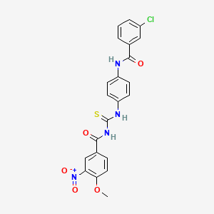 molecular formula C22H17ClN4O5S B3929278 N-[[4-[(3-chlorobenzoyl)amino]phenyl]carbamothioyl]-4-methoxy-3-nitrobenzamide 