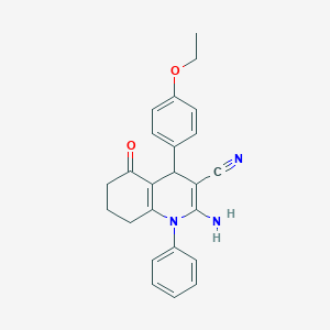molecular formula C24H23N3O2 B392929 2-Amino-4-(4-ethoxyphenyl)-5-oxo-1-phenyl-1,4,5,6,7,8-hexahydro-3-quinolinecarbonitrile 