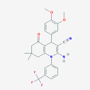 2-Amino-4-(3,4-dimethoxyphenyl)-7,7-dimethyl-5-oxo-1-[3-(trifluoromethyl)phenyl]-1,4,5,6,7,8-hexahydro-3-quinolinecarbonitrile