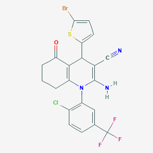 molecular formula C21H14BrClF3N3OS B392932 2-Amino-4-(5-bromo-2-thienyl)-1-[2-chloro-5-(trifluoromethyl)phenyl]-5-oxo-1,4,5,6,7,8-hexahydro-3-quinolinecarbonitrile 