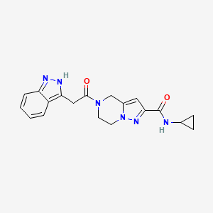 molecular formula C19H20N6O2 B3929332 N-cyclopropyl-5-(1H-indazol-3-ylacetyl)-4,5,6,7-tetrahydropyrazolo[1,5-a]pyrazine-2-carboxamide 