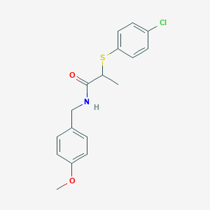 molecular formula C17H18ClNO2S B3929352 2-[(4-chlorophenyl)thio]-N-(4-methoxybenzyl)propanamide 