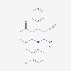 2-Amino-1-(3-chloro-2-methylphenyl)-5-oxo-4-phenyl-1,4,5,6,7,8-hexahydro-3-quinolinecarbonitrile