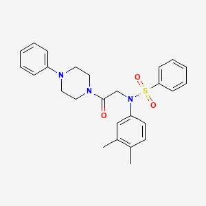 molecular formula C26H29N3O3S B3929364 N-(3,4-dimethylphenyl)-N-[2-oxo-2-(4-phenyl-1-piperazinyl)ethyl]benzenesulfonamide 