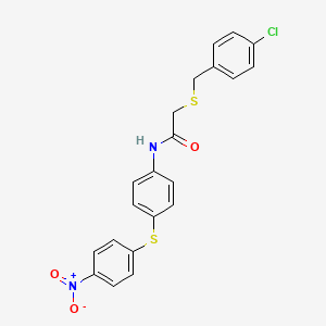 molecular formula C21H17ClN2O3S2 B3929371 2-[(4-chlorobenzyl)thio]-N-{4-[(4-nitrophenyl)thio]phenyl}acetamide 