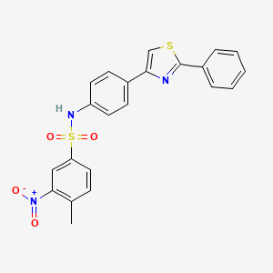 molecular formula C22H17N3O4S2 B3929416 4-Methyl-3-nitro-N-[4-(2-phenyl-1,3-thiazol-4-YL)phenyl]benzene-1-sulfonamide 