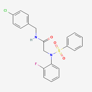 2-[N-(benzenesulfonyl)-2-fluoroanilino]-N-[(4-chlorophenyl)methyl]acetamide