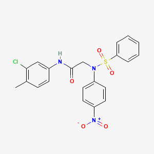 molecular formula C21H18ClN3O5S B3929440 2-[N-(benzenesulfonyl)-4-nitroanilino]-N-(3-chloro-4-methylphenyl)acetamide 