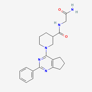 molecular formula C21H25N5O2 B3929475 N-(2-amino-2-oxoethyl)-1-(2-phenyl-6,7-dihydro-5H-cyclopenta[d]pyrimidin-4-yl)-3-piperidinecarboxamide 