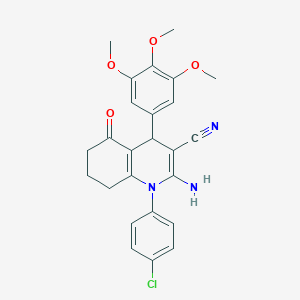 2-Amino-1-(4-chlorophenyl)-5-oxo-4-(3,4,5-trimethoxyphenyl)-1,4,5,6,7,8-hexahydro-3-quinolinecarbonitrile