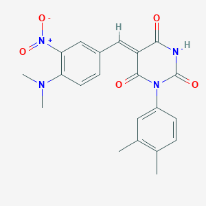 molecular formula C21H20N4O5 B3929508 5-[4-(dimethylamino)-3-nitrobenzylidene]-1-(3,4-dimethylphenyl)-2,4,6(1H,3H,5H)-pyrimidinetrione CAS No. 6413-00-9