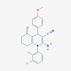 molecular formula C24H22ClN3O2 B392952 2-Amino-1-(3-chloro-2-methylphenyl)-4-(4-methoxyphenyl)-5-oxo-1,4,5,6,7,8-hexahydro-3-quinolinecarbonitrile 