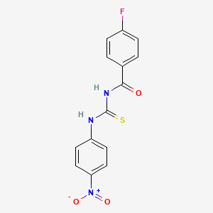 molecular formula C14H10FN3O3S B3929563 4-fluoro-N-{[(4-nitrophenyl)amino]carbonothioyl}benzamide 