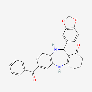 molecular formula C27H22N2O4 B3929606 11-(1,3-benzodioxol-5-yl)-7-benzoyl-2,3,4,5,10,11-hexahydro-1H-dibenzo[b,e][1,4]diazepin-1-one 