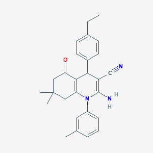 molecular formula C27H29N3O B392967 2-Amino-4-(4-ethylphenyl)-7,7-dimethyl-1-(3-methylphenyl)-5-oxo-1,4,5,6,7,8-hexahydro-3-quinolinecarbonitrile 