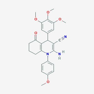 molecular formula C26H27N3O5 B392968 2-Amino-1-(4-methoxyphenyl)-5-oxo-4-(3,4,5-trimethoxyphenyl)-1,4,5,6,7,8-hexahydro-3-quinolinecarbonitrile 