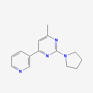 molecular formula C14H16N4 B3929683 4-methyl-6-(3-pyridinyl)-2-(1-pyrrolidinyl)pyrimidine 