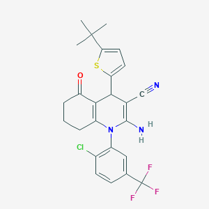 molecular formula C25H23ClF3N3OS B392976 2-Amino-4-(5-tert-butylthiophen-2-yl)-1-[2-chloro-5-(trifluoromethyl)phenyl]-5-oxo-1,4,5,6,7,8-hexahydroquinoline-3-carbonitrile 