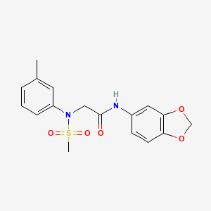 molecular formula C17H18N2O5S B3929771 N-(1,3-benzodioxol-5-yl)-2-(3-methyl-N-methylsulfonylanilino)acetamide 