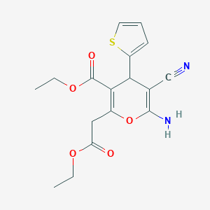 molecular formula C17H18N2O5S B392978 ethyl 6-amino-5-cyano-2-(2-ethoxy-2-oxoethyl)-4-(2-thienyl)-4H-pyran-3-carboxylate CAS No. 313379-37-2