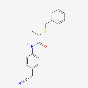 molecular formula C18H18N2OS B3929793 2-(benzylthio)-N-[4-(cyanomethyl)phenyl]propanamide 