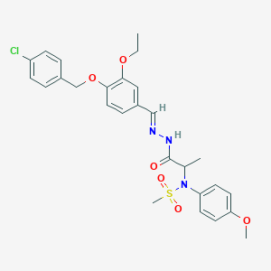 molecular formula C27H30ClN3O6S B392981 N-[2-(2-{4-[(4-chlorobenzyl)oxy]-3-ethoxybenzylidene}hydrazino)-1-methyl-2-oxoethyl]-N-(4-methoxyphenyl)methanesulfonamide 