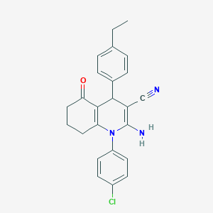 2-Amino-1-(4-chlorophenyl)-4-(4-ethylphenyl)-5-oxo-1,4,5,6,7,8-hexahydro-3-quinolinecarbonitrile