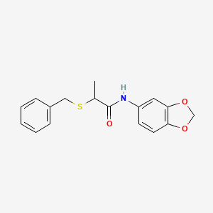 molecular formula C17H17NO3S B3929849 N-1,3-benzodioxol-5-yl-2-(benzylthio)propanamide 