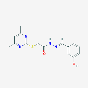 molecular formula C15H16N4O2S B392988 2-[(4,6-dimethyl-2-pyrimidinyl)sulfanyl]-N'-(3-hydroxybenzylidene)acetohydrazide CAS No. 305354-49-8