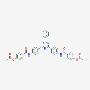 molecular formula C40H30N4O6 B392995 4-({4-[2-(4-{[4-(Acetyloxy)benzoyl]amino}phenyl)-6-phenyl-4-pyrimidinyl]anilino}carbonyl)phenyl acetate 