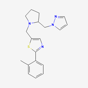 molecular formula C19H22N4S B3929959 2-(2-methylphenyl)-5-{[2-(1H-pyrazol-1-ylmethyl)pyrrolidin-1-yl]methyl}-1,3-thiazole 