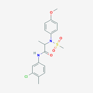 molecular formula C18H21ClN2O4S B3929965 N-(3-chloro-4-methylphenyl)-N~2~-(4-methoxyphenyl)-N~2~-(methylsulfonyl)alaninamide 