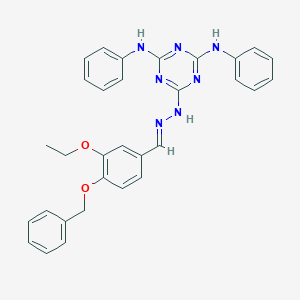 molecular formula C31H29N7O2 B393000 4-(Benzyloxy)-3-ethoxybenzaldehyde (4,6-dianilino-1,3,5-triazin-2-yl)hydrazone 