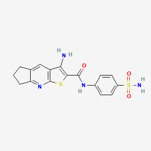 molecular formula C17H16N4O3S2 B3930030 3-amino-N-[4-(aminosulfonyl)phenyl]-6,7-dihydro-5H-cyclopenta[b]thieno[3,2-e]pyridine-2-carboxamide 