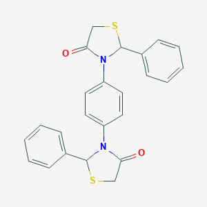 molecular formula C24H20N2O2S2 B393006 3-[4-(4-Oxo-2-phenyl-1,3-thiazolidin-3-yl)phenyl]-2-phenyl-1,3-thiazolidin-4-one 