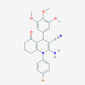 molecular formula C25H24BrN3O4 B393007 2-Amino-1-(4-bromophenyl)-5-oxo-4-(3,4,5-trimethoxyphenyl)-1,4,5,6,7,8-hexahydro-3-quinolinecarbonitrile 