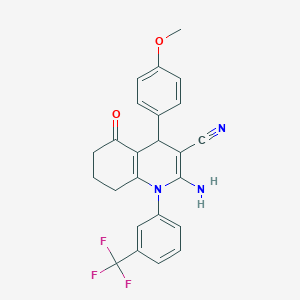 molecular formula C24H20F3N3O2 B393010 2-Amino-4-(4-methoxyphenyl)-5-oxo-1-[3-(trifluoromethyl)phenyl]-1,4,5,6,7,8-hexahydro-3-quinolinecarbonitrile 