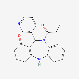 molecular formula C21H21N3O2 B3930127 10-propionyl-11-(3-pyridinyl)-2,3,4,5,10,11-hexahydro-1H-dibenzo[b,e][1,4]diazepin-1-one 