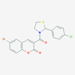 6-bromo-3-{[2-(4-chlorophenyl)-1,3-thiazolidin-3-yl]carbonyl}-2H-chromen-2-one