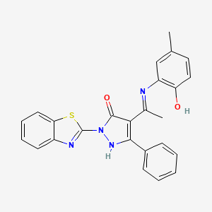 2-(1,3-benzothiazol-2-yl)-4-{1-[(2-hydroxy-5-methylphenyl)amino]ethylidene}-5-phenyl-2,4-dihydro-3H-pyrazol-3-one